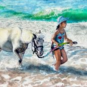 28 ~ Anthony R York ~ Walking With A Pony ~ Watercolor
